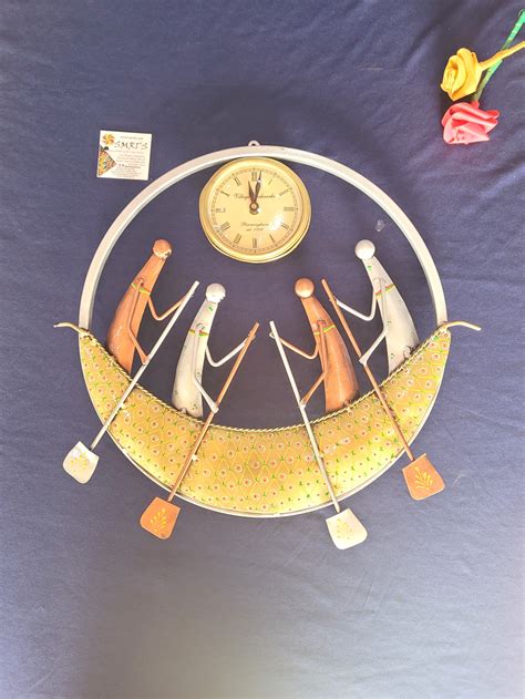 Four Men Rowing Boat Wall Clock 16 inch Height x 16 inch width Iron wa ...