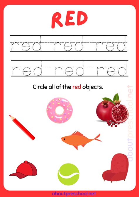 Image result for Color Red Worksheet