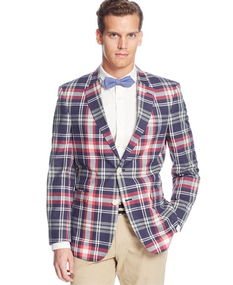 Tommy Hilfiger Trim-Fit Madras Plaid Sport Coat - Blazers & Sport Coats ...