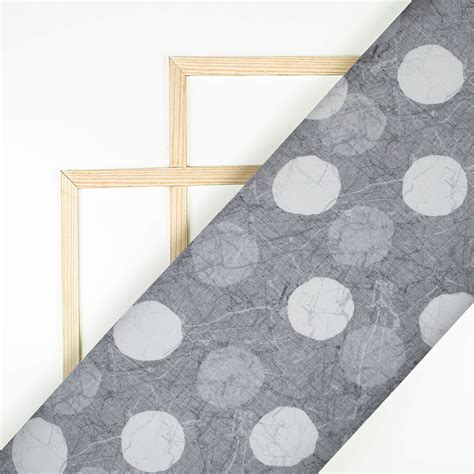 Grey And White Geometric Pattern Digital Print Crepe Silk Fabric ...