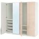 PAX / FARDAL/ÅHEIM wardrobe combination, white high-gloss/light orange ...