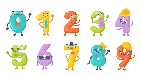 Getallen met gezichten Cartoon grappige cijfertekens voor wiskunde en ...