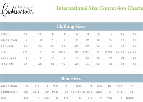 Image result for Size Size Conversion