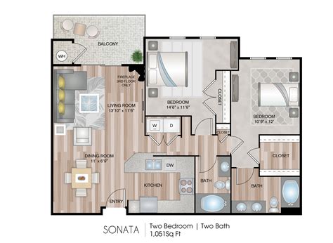 Luxury Two Bedroom Apartment Floor Plans