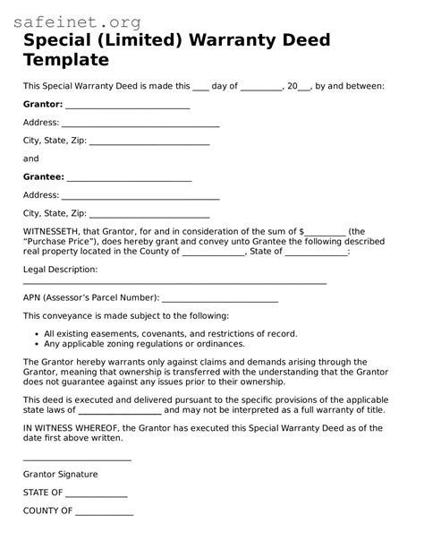 Free Special (Limited) Warranty Deed PDF Template ≡ SafeInet