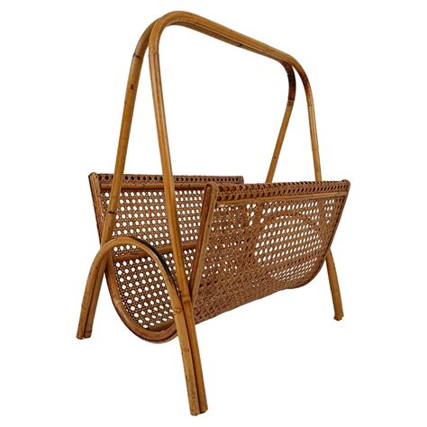 Vintage Magazine Rack in Wicker, Bamboo, Rattan and Cane, Italy 1960s For Sale at 1stDibs | cane ...