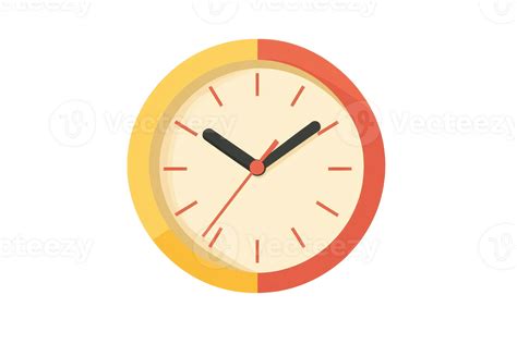 illustration of a simple clock with yellow and orange sections, showing ...