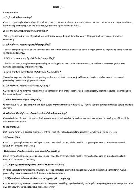 indian constitution - UNIT_ 2 marks questions Define cloud computing ...