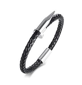 Buy Asma Jewel House Stainless Steel Braided Genuine Leather Nail Wrap ...