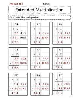 Extended Multiplication (2 digit by 1 digit) by Northern Lights Teacher