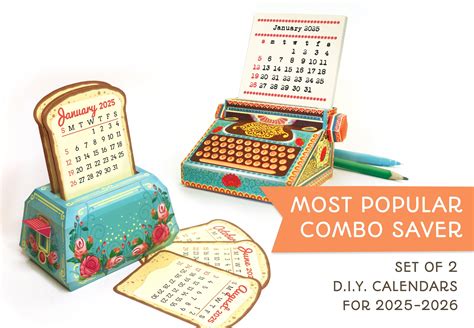 Buy MOST POPULAR 2025 Calendar Combo Saver: Mini Toaster Typewriter ...