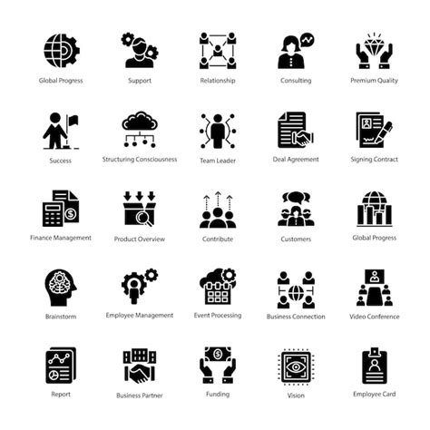 Business management glyph vector icons | Premium Vector