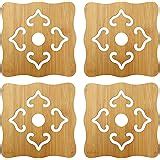 HOKIPO® Eco-Friendly Bamboo Wooden Coasters for Home Pan Pot Holder for ...