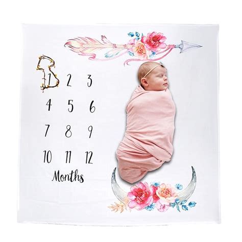 Baby Monthly Milestone Blanket Infant Photography Background Prop with ...