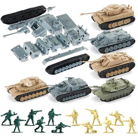 Buy WW2 Army Tank and Army Men Toys Playset,6 Take Apart Vehicles with ...