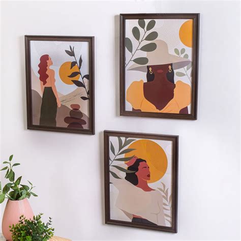 Boho Women Gallery Wall Art Set Of 3 18x13 Inch Online - Premium Wall ...