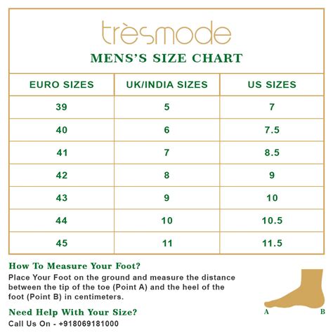 Size Chart for mens