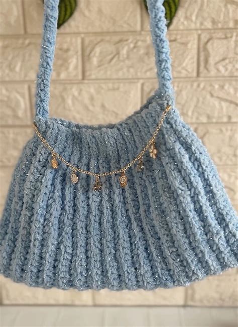 Buy Blue Aura Bag (Random Charms) | crochetbyplakshi