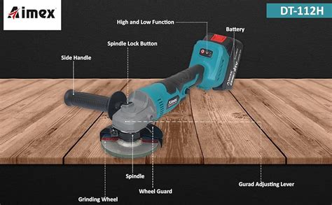 Aimex DT-112H Brushless Cordless Angle Grinder 7000 RPM, With 21V-4.0Ah ...