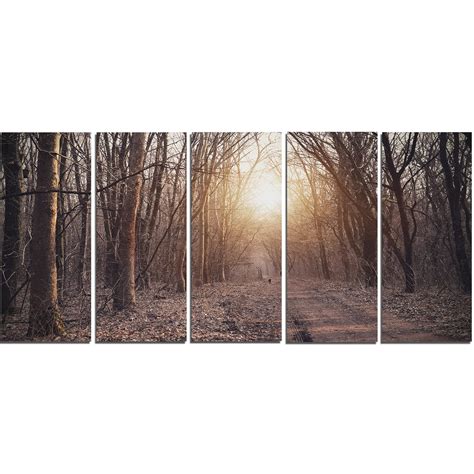 Design Art PT13918-60-28-5PE 5 Panels Forest Pathway View at Sunset ...