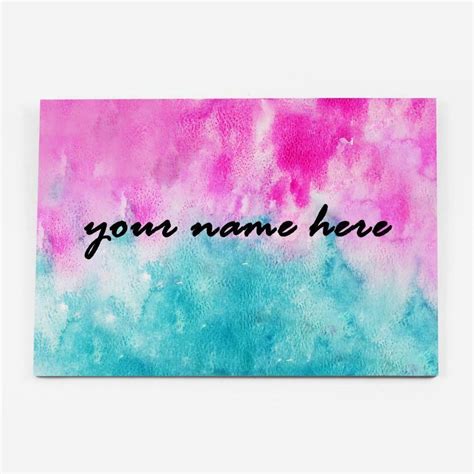 Hand-painted Customized Name Plate - Teal and Pink Dual Ombre - Rectan ...