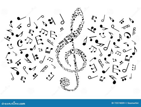 Decorative Treble Clef with Musical Notes, Symbols Stock Vector ...