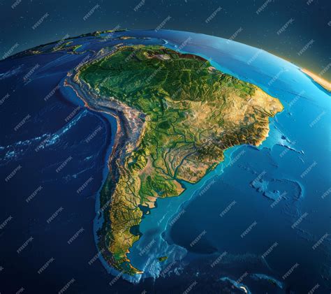 Premium Photo | Brazil physical map Amazon rainforest topography 3D ...