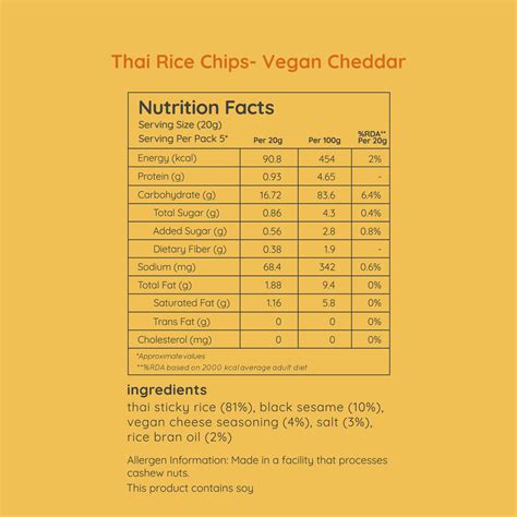thai rice chips - vegan cheddar (small pack of 3 - 25g) – natch
