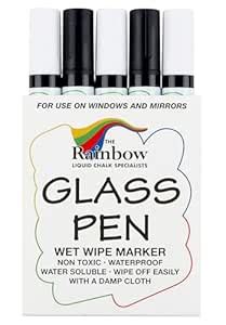 Glass Pen Markers Black and White 5 Pack - Write on Windows, Mirrors ...