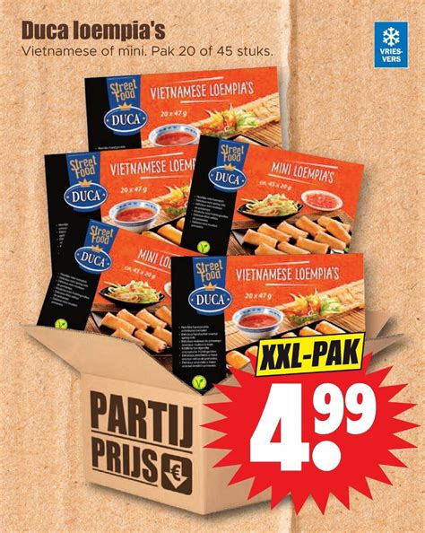 Duca loempia's vietnamese of mini pak 20 of 45 stuks aanbieding bij Dirk