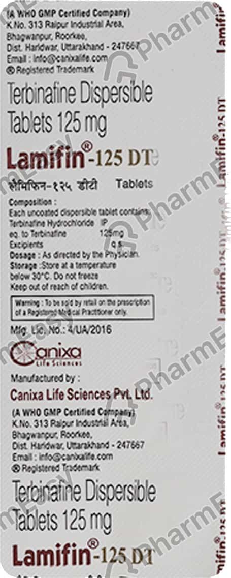 Lamifin Dt 125 MG Tablet (7): Uses, Side Effects, Price & Dosage ...