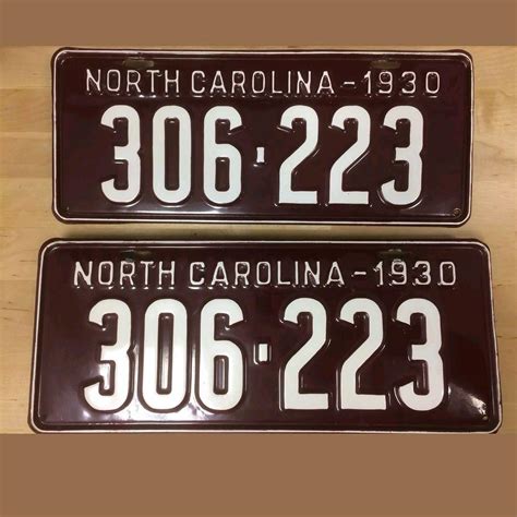 Original, Restored matching pair of 1930 North Carolina LICENSE PLATES ...