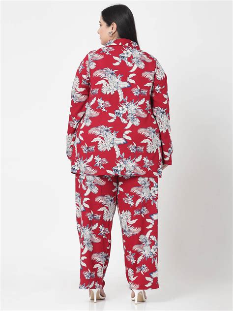 Plus Size Floral Printed Shirt & Trousers – pluss.in
