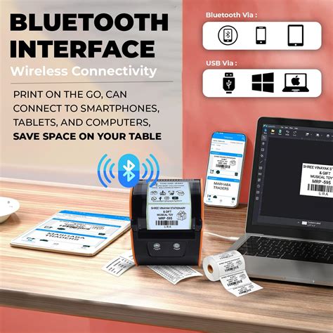 SHREYANS (SRS80D) 80mm - 3 Inch Portable Bluetooth Barcode Label + Rec ...