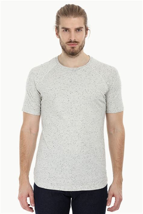 Buy Online Space Dyed Oatmeal Basic Longline T-Shirt for Men Online at ...