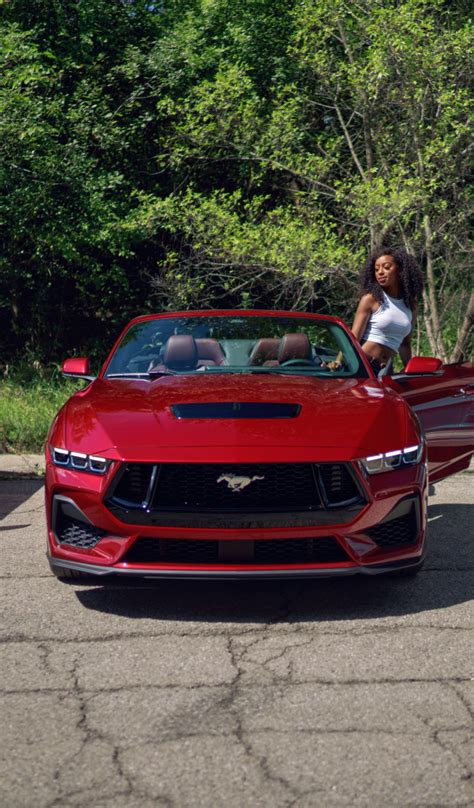 Download wallpaper Mustang, Ford, red, girl, Ford Mustang GT ...