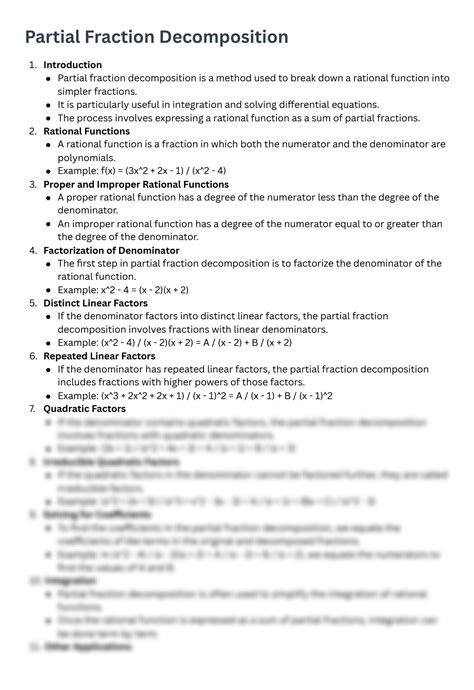 SOLUTION: Partial fraction decomposition - Studypool