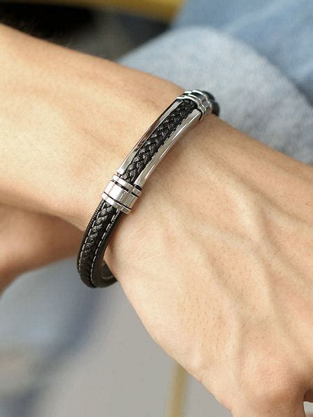 Everyday Black Leather Steel Bracelet Best Jewellery For Men By Peora