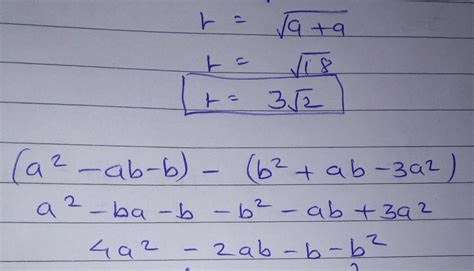Hasil pengurangan (a²-ab-b) dari (b²+ab-3a²) adalah - Brainly.in