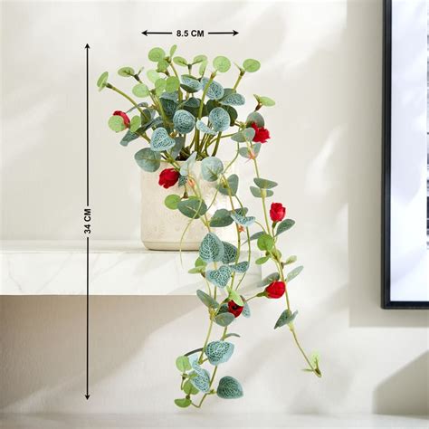 Buy Gloria Drape Artificial Rose Hanging Creeper in Ceramic Pot from ...