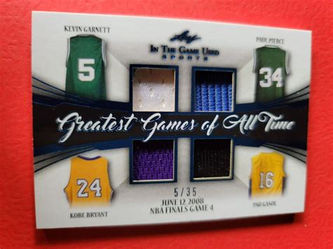 KOBE BRYANT JERSEY CARD #5/35 1 OF 1 ?? Kevin Garnett Paul Pierce PAU ...