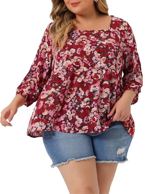 Agnes Orinda Women's Plus Size Dressy Shirts, Babydoll Blouse with ...