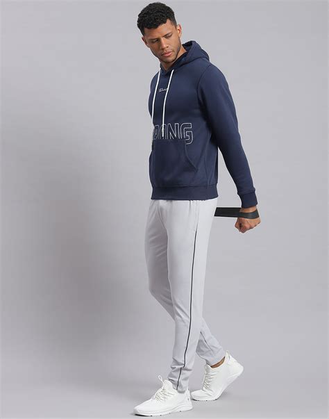 Buy Men Navy Blue Printed Hooded Full Sleeve Sweatshirt Online in India ...