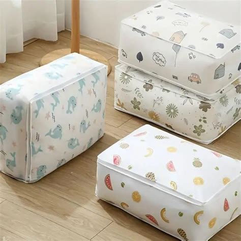 OVERSEASE Blanket Storage Bag Under-Bed Quilt Clothes Storage Bag with ...