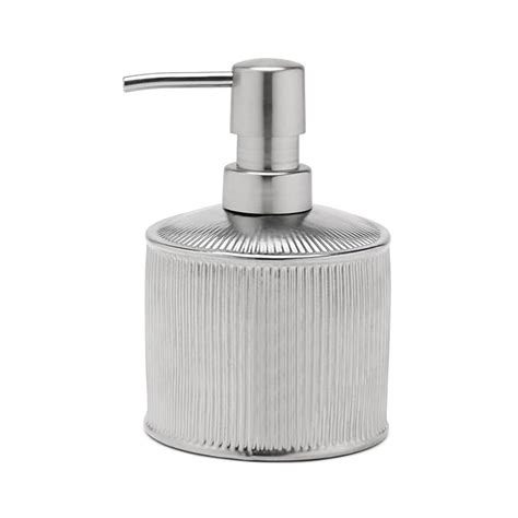 Pure Home + Living Silver Chrome Ribbed Porcelain Soap Dispenser ...