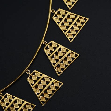 Handcrafted Silver Hasali Choker Set (Gold Plated)- triangular motifs ...