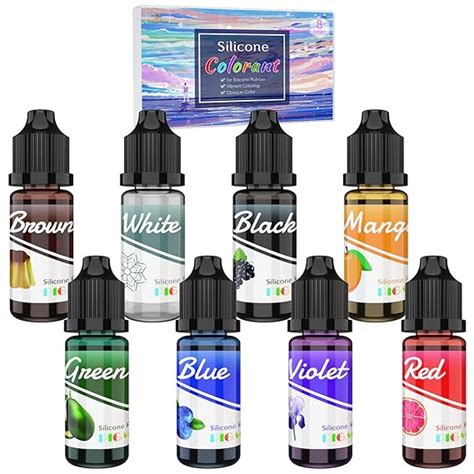 Silicone Rubber Pigment - 8 Colors Liquid Silicone Coloring Dye for ...