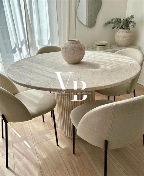 Elegant Travertine Round Dining Table for Modern Living Rooms