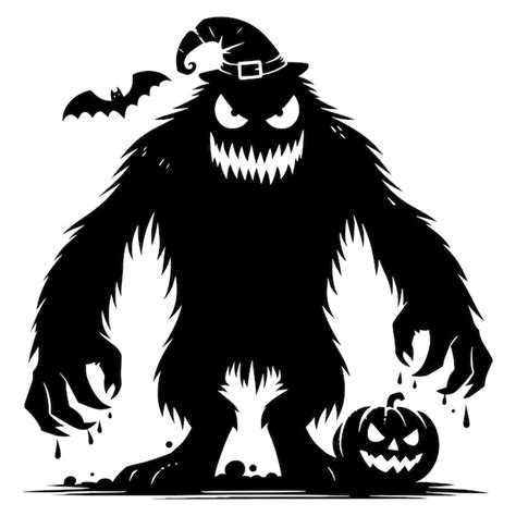 Scary monster silhouette vector illustration isolated on a white ...