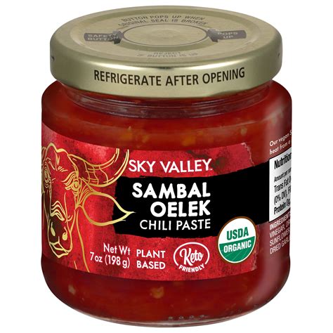 Sky Valley Sambal Oelek Chili Paste 7 oz Vegan Gluten-Free Flavor Heat ...